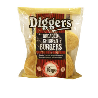Breaded Chicken Burgers Diggers 1 kg. /Frozen/Halal.
