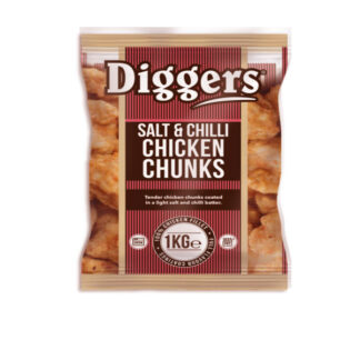 Salt and Chilli Chicken Chunks Diggers 1 kg. /Frozen/Halal.