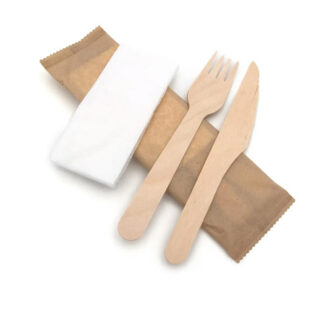 Wooden Cutlery Knife, Fork, Napkin 3 in 1 (1 pcs.)